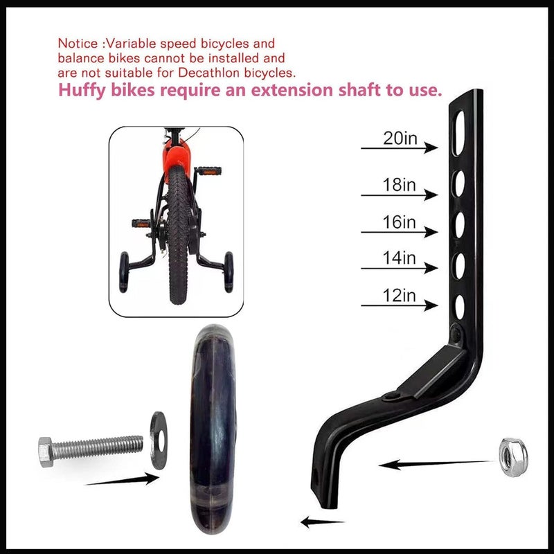 YTKD Training Wheels for Bicycle Compatible for Bikes of 12 14 16 18 20 Inch Flash Mute Wheel - Image 3